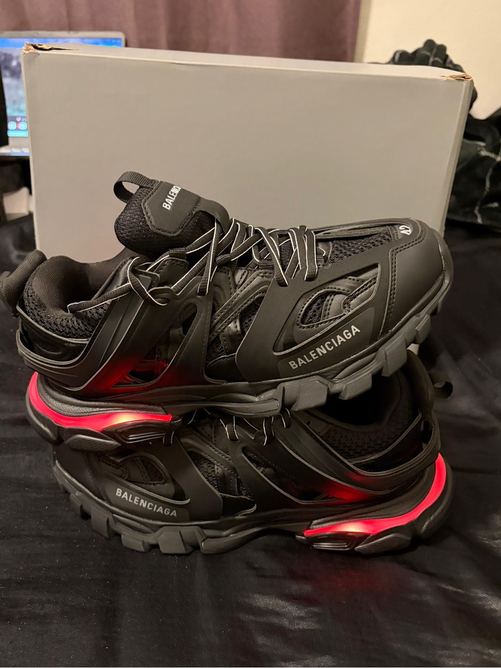 Balenciaga Black Sneakers with Red Highlights